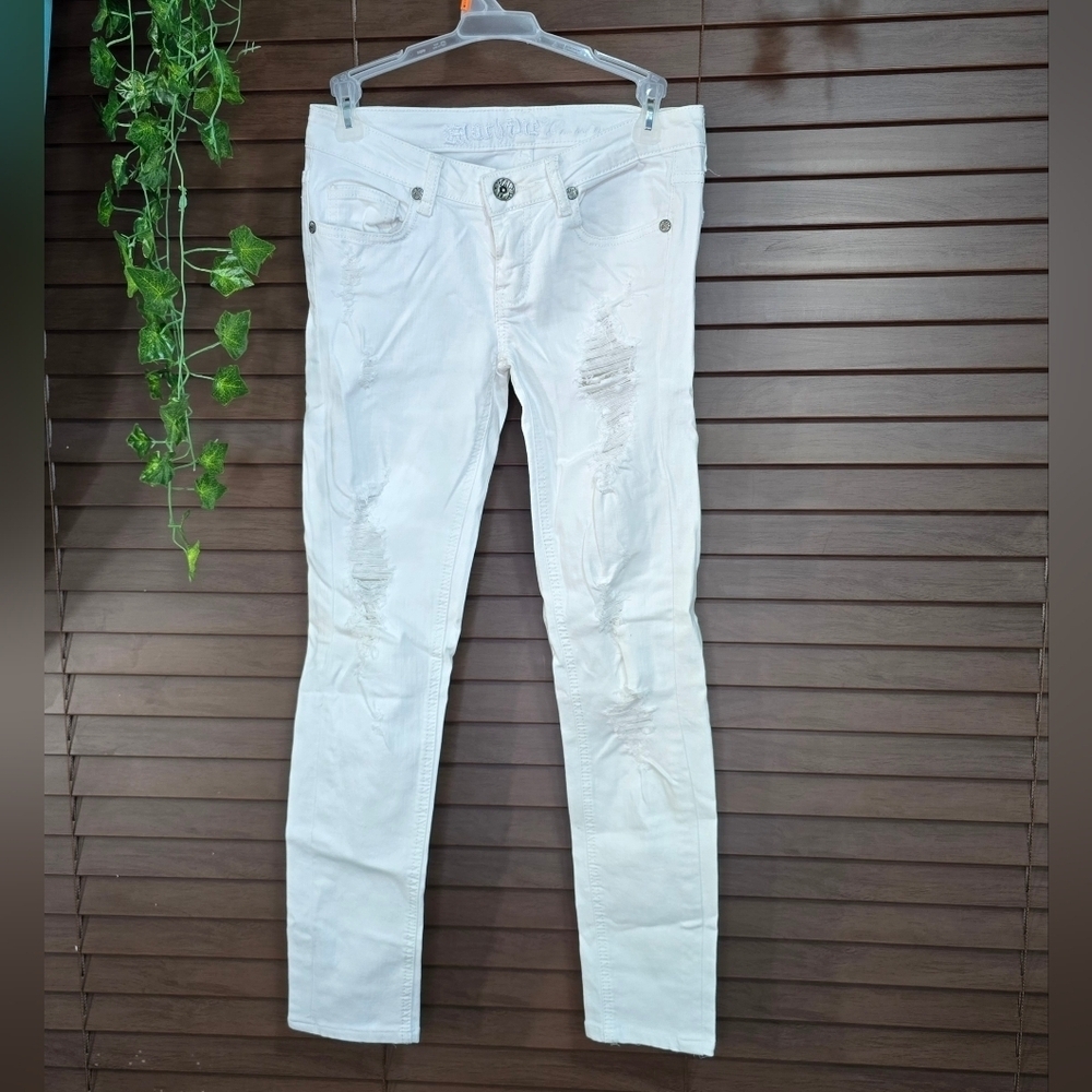 Machine Destroyed Lowrise Skinny Women's White Jeans Size 1